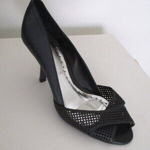 BCBG Paris "Vista" Womens Black Laser-cut Open Toe Pump w/3" Heel - Size 7.5M